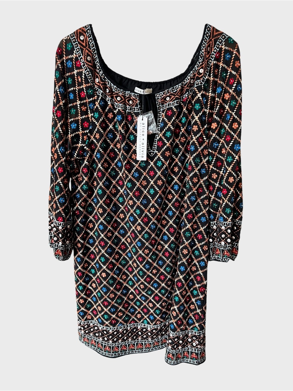 Alice + Olivia Gillian embroidered shift dress